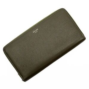 Celine Zip Around Multi Function Wallet Greige Leather
